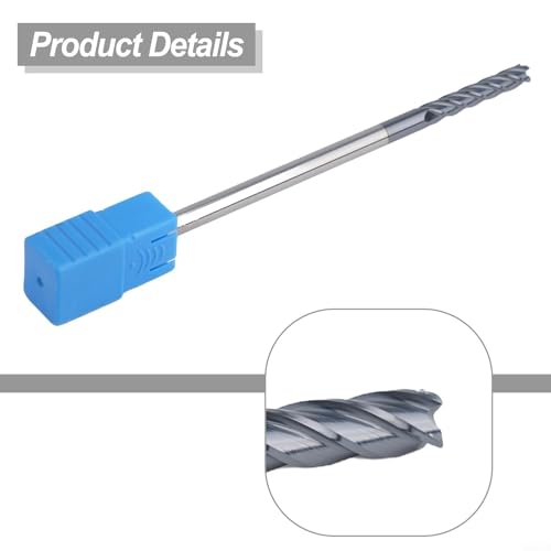 Image of Carbide Square End Mill Cutter, 4 Flute Extra Long Shank 6Mm*150mm Carbide End Mill for Milling Alloy Steels, Hardened Steel, Metal & More
