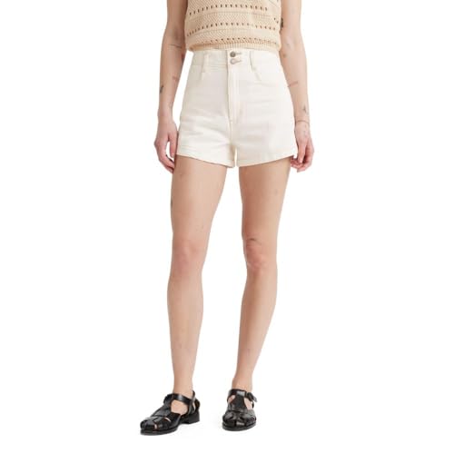 Levi's Women's High Waist Mom Short Contrast Stitch, (New) Ecru Ethos, 30