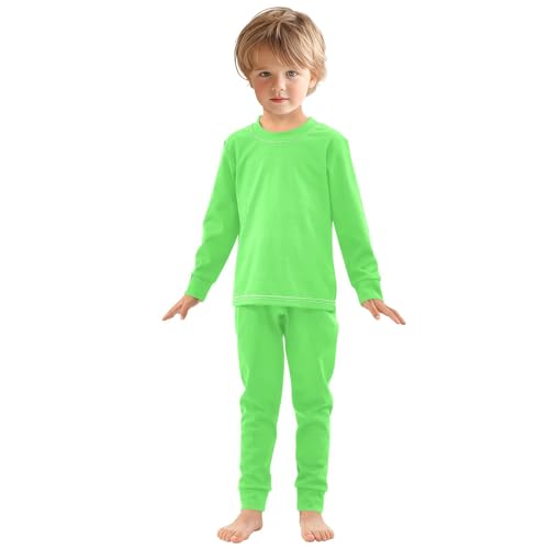 Fluorescent Green Long Sleeve Pajamas Set Sleepwear Jammies 2pcs Set Pjs Fluorescent Green