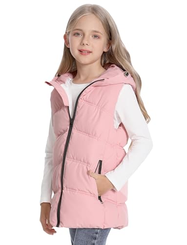 Happy Cherry Girls Mid-Length Hooded Puffer Vest Winter Warm