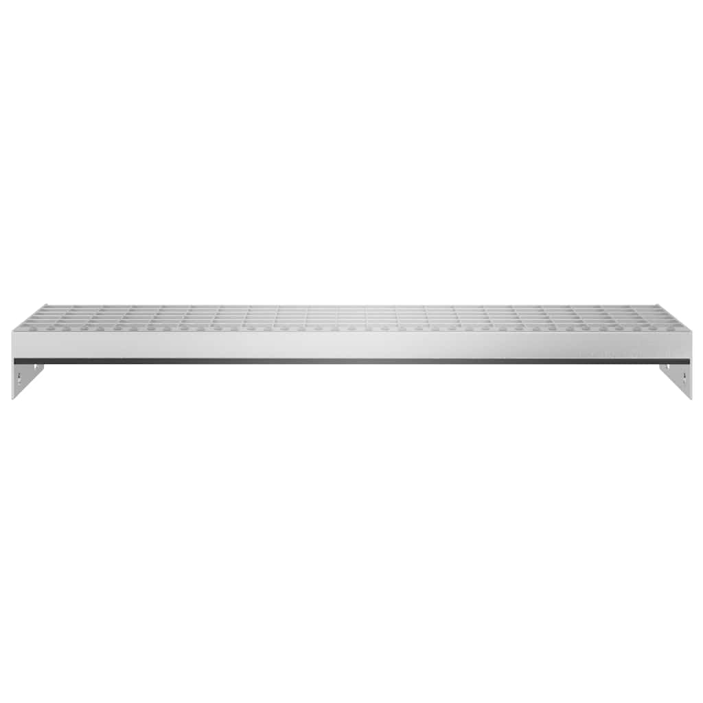 Gradino in acciaio zincato, 70 x 24 x 7 cm, argento, bordi antiscivolo, per interni ed esterni, resistente alla corrosione, per scuole, fabbriche, ristoranti e appartamenti