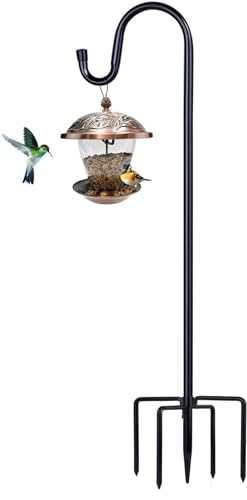 Shepherd Hooks for Outdoor, ToyHotels 1 Pack 78 Inch Bird Feeder Pole with 5 Prongs Base for Hanging Lantern, Hummingbird Feeder, Lightweight Plant, Shepherds Hook for Bird Feeders for Outside