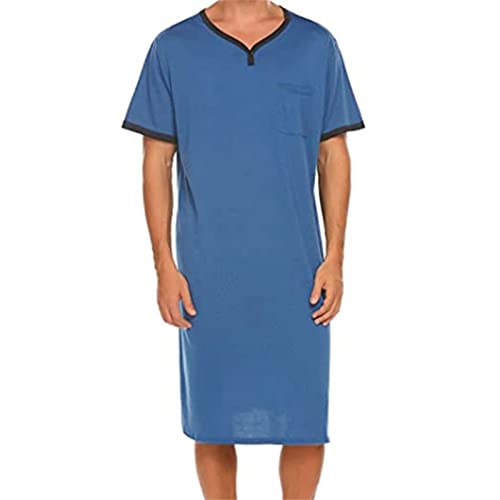 Men's Nightshirt Nightgown Short Sleeve V Neck Sleepshirt Pajama Shirt Summer Comfy Big & Tall Henley Sleep Gowns2