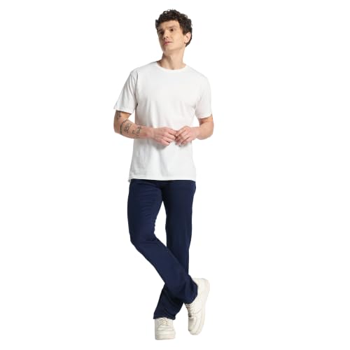 Image of Cotton Comfort Fit Jeans for Men | Full-Length Solid Denim Pants with Button Closure, Embroidered Design, Mid-Rise Casual Trousers for Daily | Classic Jeans for Office Bottoms (DI-249)