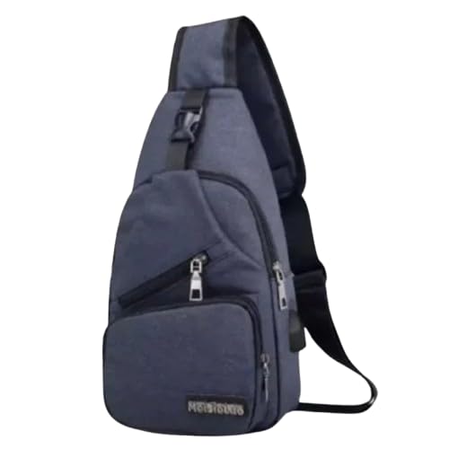 Bag Unissex com Entrada USB – Mochila Transversal Antifurto, Design Moderno e Ergonômico, Alça Ajustável, Compartimentos Inteligentes, Ideal para Viagem, Trabalho e Dia a Dia (azul)