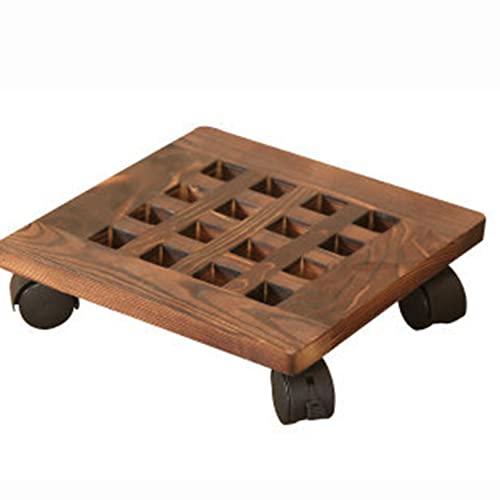 QIAOH Pflanzenroller Holz 35x35cm, Blumentopf GefäßRoller Rund, Blumenroller Pflanzenuntersetzer Rollen Pflanze Blumen Untersetzer Innen AußEn Garten Zuhause Dekoration Gartenwerkzeug