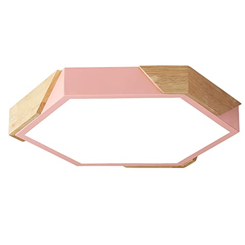 DOBQHWY Luz Empotrada Techo Macaroon Luces Techo Planas Geométricas Ultrafinas Lámpara Panel Metálico Poligonal Con Madera Accesorios Techo Nórdicos Que Ahorran Energía Para Sala Estar,Oficina,Pasillo