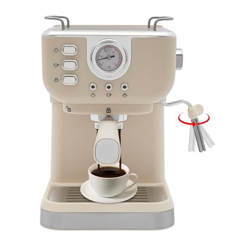 TTISJHK Macchina per caffè espresso 1050 W, 20 bar, con montalatte e scalda tazze, serbatoio dell'acqua da 1,5 l, macchina da caffè compatta e macchina per caffè espresso per casa e ufficio, colore