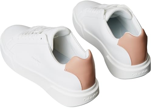 Calvin Klein Baskets Cupsole Femme Chunky Laceup en Cuir, Multicolore (Bright White/Tuscany/Chateau), 37