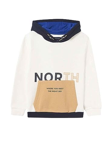 Mayoral Sudadera Niño con Capucha - Sudadera Color Naranja- Azul- Negra - Casual – Ropa de Regalo para Niños y Adolescentes de 8 años a 16 años (8 años, Marfil)