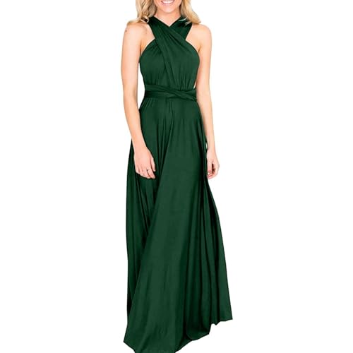 Genérico Elegantes Wickelkleid für Brautjungfern und Party oder Tanz, langes Abendkleid für Damen, sexy, rückenfrei, Multiway-Stil, grün, Large