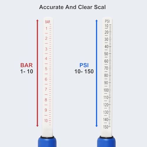Image of Semi Truck Tire Pressure Gauge,Dual Head Tire Gauge for Tires Pressure Range 150 PSI /10 Bar, Air Pressure Gauge with 4 Caps for Semi Truck, RV, Car, Motorcycle