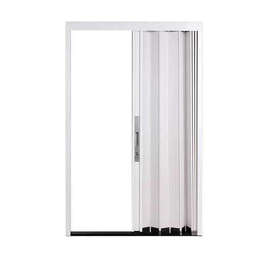 Puerta corredera plegable acordeon Interior Puerta Plegable De Acordeón De Aluminio Con Marco, Puerta Corredera Con Cerradura Para Entrada, Cocina Y Baño Con Ducha. Puerta Divisoria De Ambiente Blanca