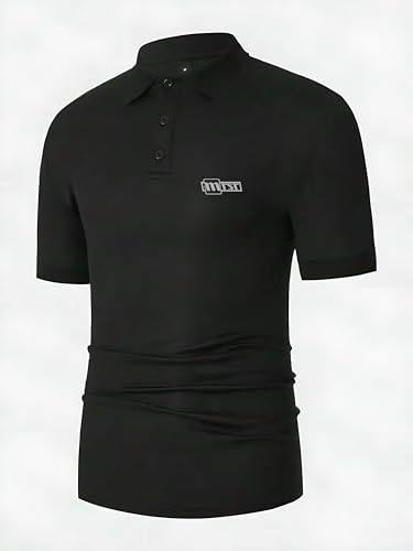 mrsr SPORTS MRSR Men's Nylon Rich Polo T Shirt Black - Image 4
