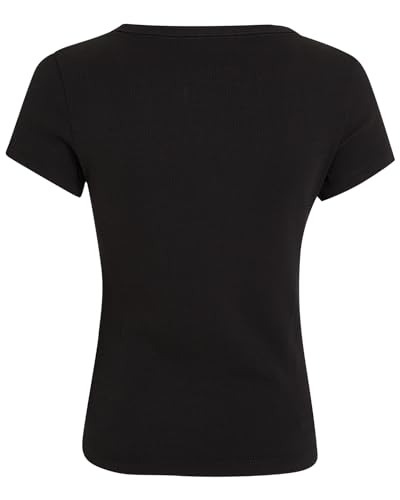 Tommy Jeans Damen T-Shirt Kurzarm Slim Rib V-Ausschnitt, Schwarz (Black), XS – Ansicht 3