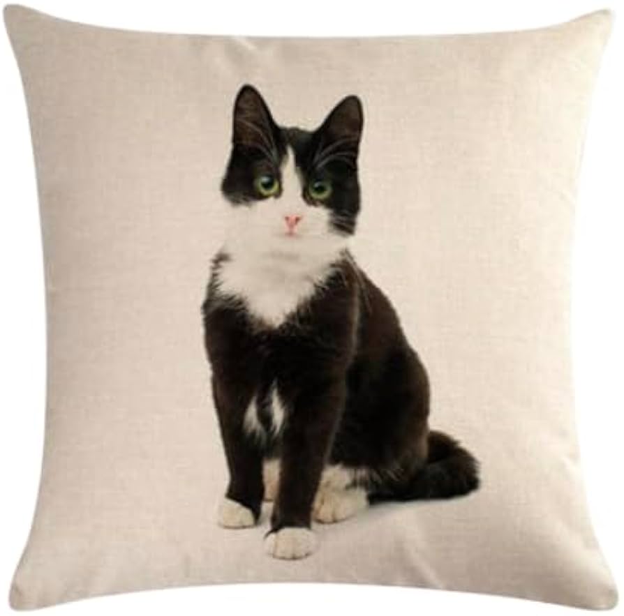 Amazon.co.jp: クッションカバー 45 45 猫 ハチワレ ねこ 正方形 45cm