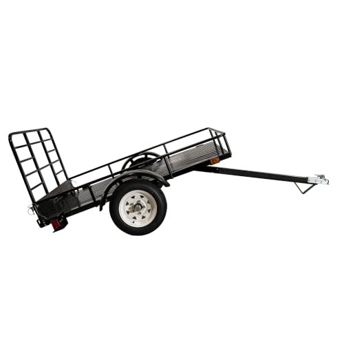Image of DK2 4 ft. x 6 ft. Single Axle Black UV Powder Coated Open Rail Utility Trailer