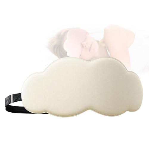 男女共用の睡眠マスク、クラウド形状で柔らかく快適、目の圧迫感なし、6D立体カット強力な遮光アイマスク、記憶泡沫で通気性があり弾力性もあり、旅行、ヨガ、オフィスでの昼寝、ゲームに適しています (白)