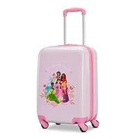 American Tourister Disney Princess Carry-On Luggage - Airline Approved, Durable Hardshell with Disney Princess Favorites - Roll Confidentially with Spinner Wheels & Colorful Adjustable Handle