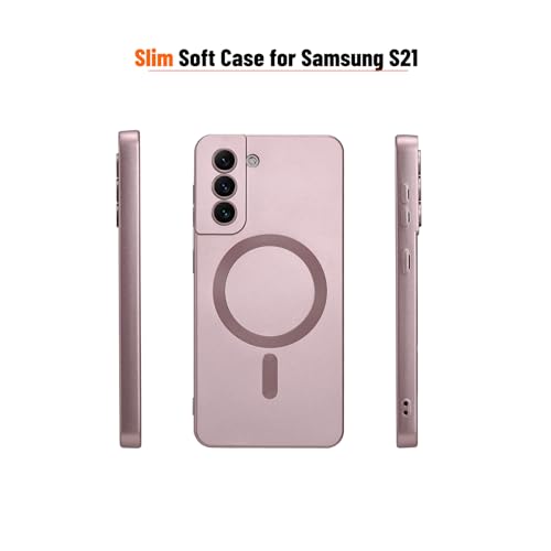 Image of Yetagso Case for Galaxy S21, Soft Silicone Phone Case with Camera Protection, Slim Fit Anti-Scratch with MagSafe, Pink