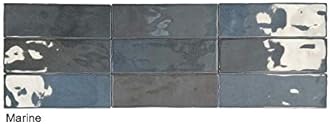 Atlas Ceramics - Porcelain Gloss Tile - Versatile Laying Options - Bathroom & Shower Wall - Kitchen or Bathroom Splashback - Traditional Art - Nolita Marine 2.5 in X 7.8 in