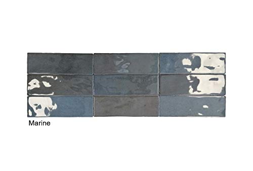 Atlas Ceramics - Porcelain Gloss Tile - Versatile Laying Options - Bathroom & Shower Wall - Kitchen or Bathroom Splashback - Traditional Art - Nolita Marine 2.5 in X 7.8 in