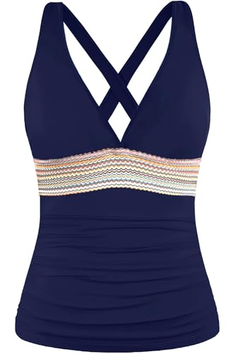 Image of Yonique Women's Halter Tankini Top V Neck Swim Top Tummy Control Bathing Suit
