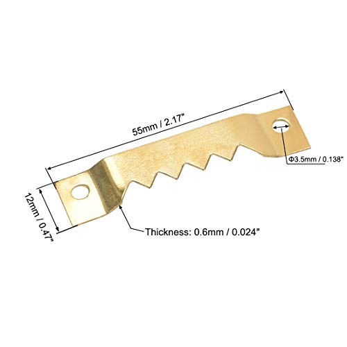 Image of uxcell Picture Hangers, 2 1 /5 Inch Double Hole with Screws for Frame Hanging, 10 Pcs (Golden)