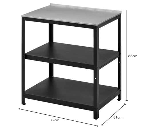 Image of Stainless Steel (Kitchen Shelf Table Unit, Black /Stainless Steel Outdoor, 86x61 cm (33 7 /8 x 24))