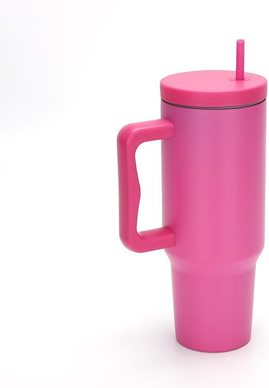 40 oz Tumbler with Handle，Stanley Cup Accessories Include，Insulated Cup Reusable Stainless Steel 304 Water Bottle Mug Cups as a Birthday Gifts For Women Men Friend Coworker (#3玫红), 1, bwb01