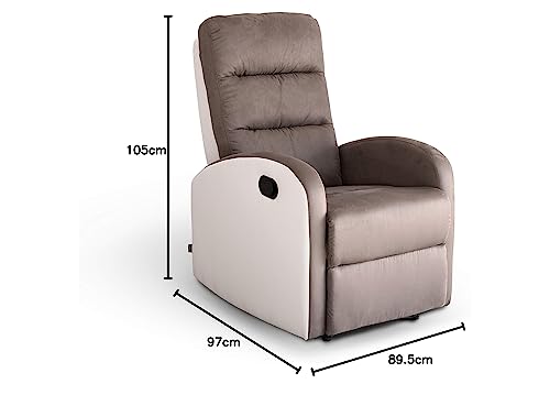 Astan Hogar Sillón Relax con Reclinación Manual, Tapizado en PU Anti-Cuarteo y Microfibra, Modelo Ludwig AH-AR30400BA - imagen 3