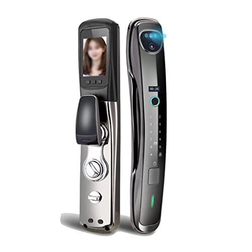 Cerradura de puerta inteligente WiFi automática con reconocimiento facial 3D, tarjeta de contraseña, desbloqueo de llave, puerta electrónica (color: negro, tamaño: 30 x 388 mm) (negro 30 x 240 mm)