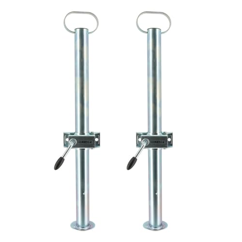 Béquilles de support pour remorque x2 + brides de fixation x2 - Hauteur 700mm - Dia 48mm - Acier galvanisé - Pied stabilisation