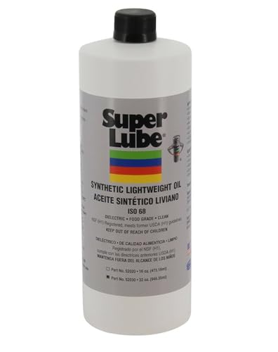 Super Lube Synthetic Lightweight Oil - for Machine, Chain & Lab Equipment - NSF Food Grade H1 Lubricant - Waterproof Friction-Reducing Rust Inhibitor - Bottle - 1 qt (52030)