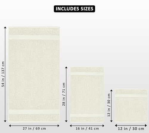 Image of Utopia Towels 8 Piece Luxury Towel Set - Majestic Plush, Super Absorbent & Quicker-to-Dry, Thick 100% Ring Spun Cotton Towels for Bathroom, Spa & Hotel - 2 Bath, 2 Hand, 4 Washcloths, Ivory