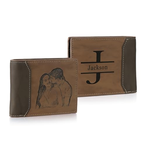 Personalized Men's Wallet with Photo Name - Custom Valentine's Day Gifts for Boyfriend - Wallet for Men - Anniversary Birthday Gift for Dad Husband Him
