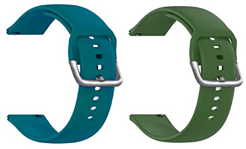 BQeT 20MM Soft Silicone Metal Buckle Strap For Smart Watch(CHECK MODEL LIST ALSO) (20MM, TEAL/GREEN)