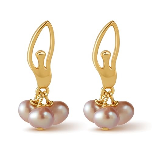 【FANGYOU】ピアス パールピアス 天然真珠 淡水パール S925銀針 金属アレルギー対応 淡水真珠 耳飾り 揺れる フランス風 ロマンチック エレガント レディース 人気 おしゃれ バレリーナ形 ユニーク