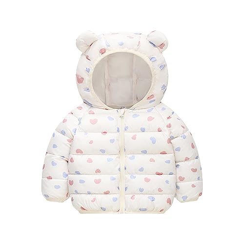 Toddler Girls Boys Cartoon Bear Ears Hooded Jackets Long Sleeve Down Coat Zipper Outerwear for 1~6 Years