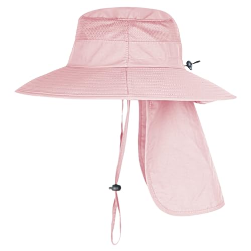 Image of Sun Hats for Men Women Fishing Hat UPF 50+ Breathable Wide Brim Bucket Hats Summer UV Protection Safari Hat with Neck Flap