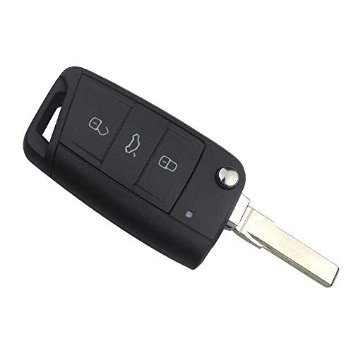 PHONILLICO Coque Clé pour VW Polo Golf 7 T-Roc Tiguan Jetta Seat Ibiza Leon Ateca Arona Toledo Skoda Fabia Octavia Karoq - télécommande 3 Boutons
