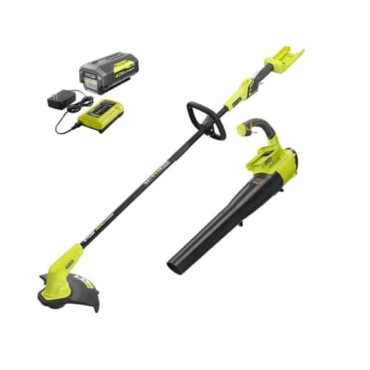 Ryobi 40V Cordless Battery Attachment Capable String Trimmer and Leaf Blower Combo Kit (2-Tools) w/ 4.0 Ah Battery & Charger
