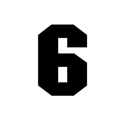 RECHERE T-Shirt de Sport thermocollant Numéro Unique 0~9 pour Football de Baseball Jersey Noir, Jersey, Number-6, Tall: 10