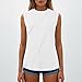 Women's Summer Solid Round Neck Sleeveless Loose T Shirt T Shirt Women Blank (White, L)
