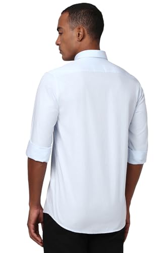 Image of Peter England Men's Solid Slim Fit Full Sleeve Casual Shirt| 100% Cotton