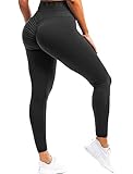 FITTOO Women Butt Lift Ruched Yoga Pants Sport Pants Workout Leggings Sexy High Waist Trousers Ruched Black(S)