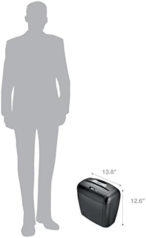 Diagram showing shredder dimensions relative to a person