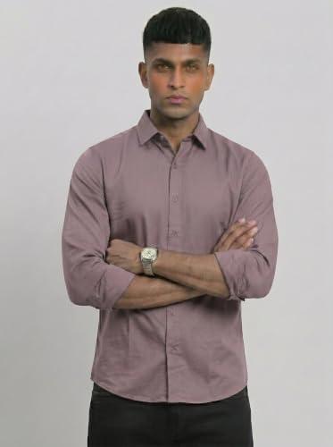 Image of DOXIC Men's Cotton Shirt with Spread Collar Neck Full Sleeves Classic Style Solid Pattern Regular Fit and Standard Length | Formal & Casual Wear Shirts