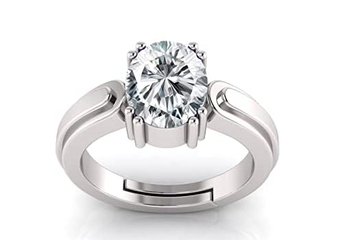 9.25 Ratti White Zircon Original Stone Adjustable Ring For Men And Women With Lab Certified A8-image-30