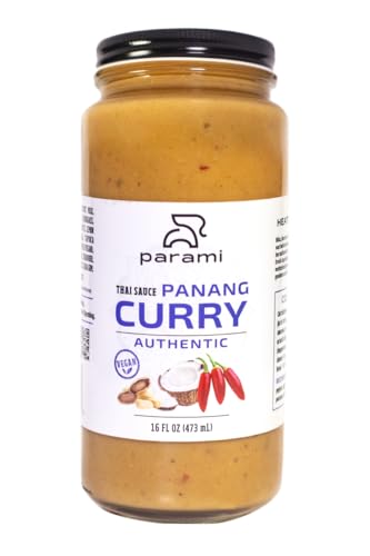Parami Organic Coconut Curry Simmer Sauce – 16oz Jar | Vegan, Gluten Free, Dairy Free, Nut Free | Authentic Thai Curry Base Made with Fresh Lemongrass, Galangal & Kaffir Lime (Pack of 1, Panang)
